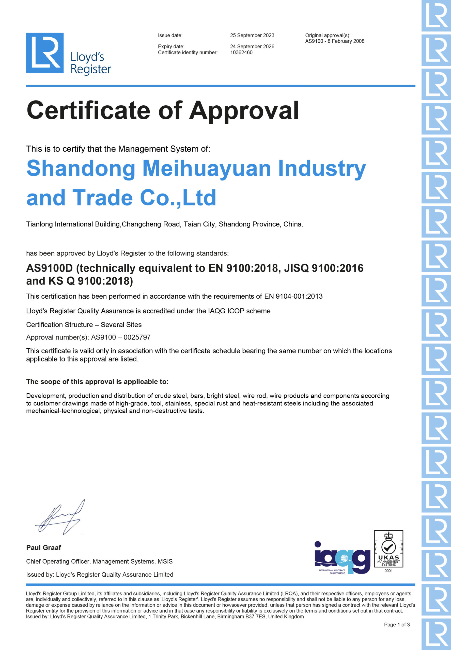 Roestvrij staaldraad AS 9100-certificering