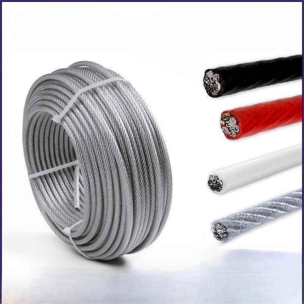 304 clear PE coated stainless wire rope