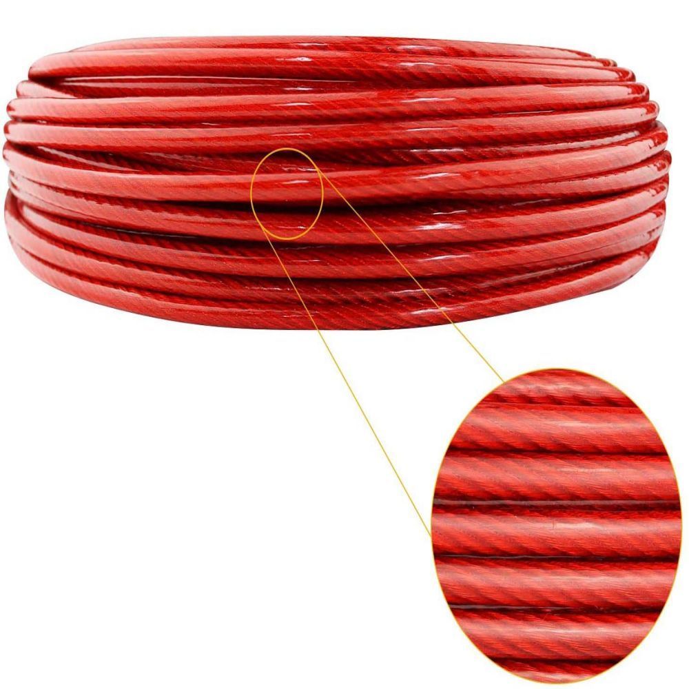 red plastic coated wire rope